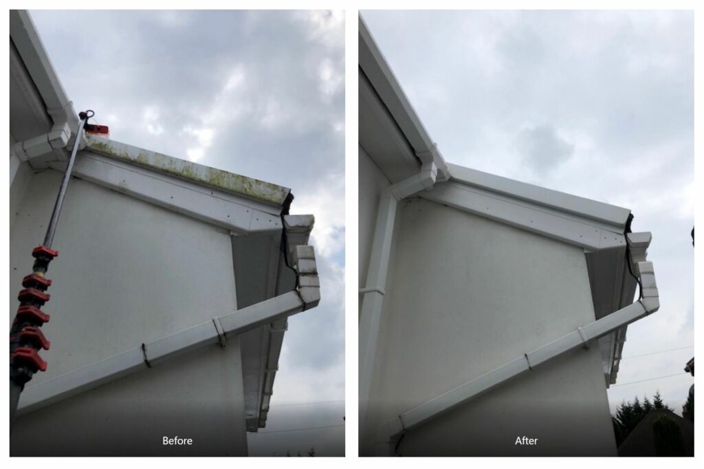 Gutters cleaning before after