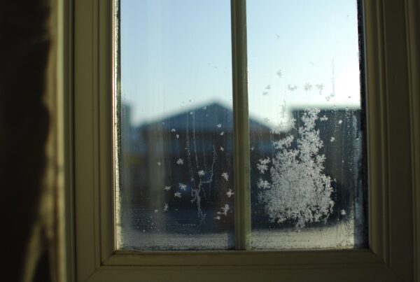 snow on window