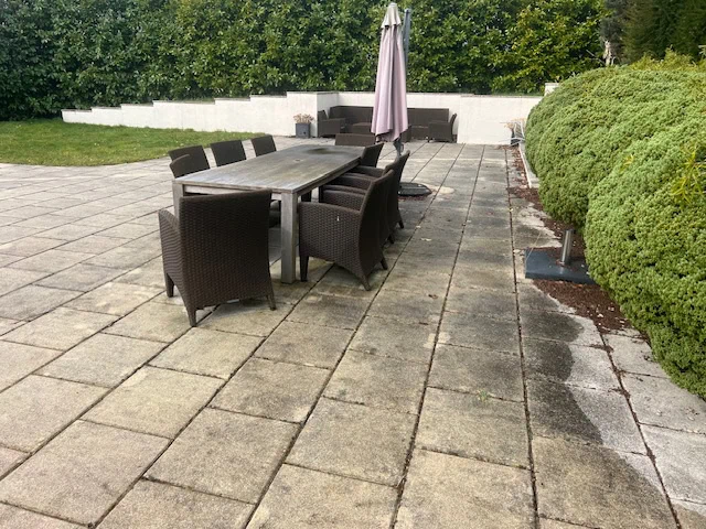soft washing patios in cardiff - before/after