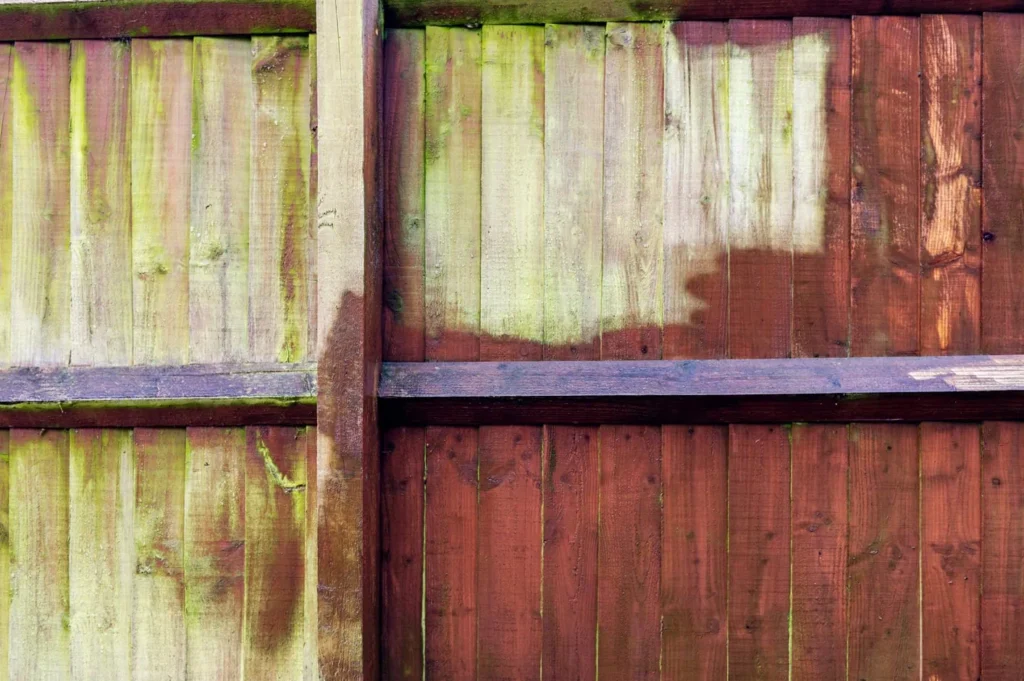 How to Clean Green off a Fence - cleaning of wood fence with pressure washer