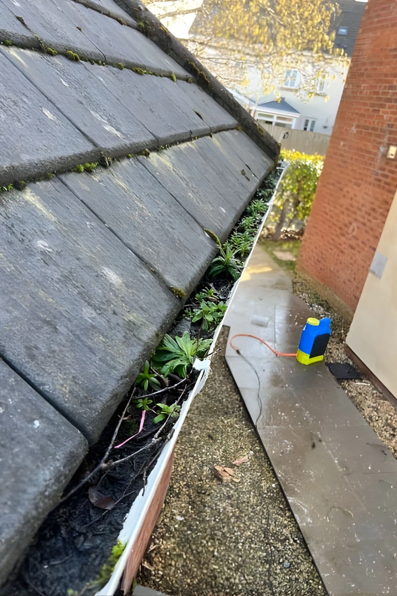 gutter cleaning in Cardiff - before/after